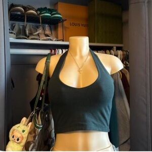 Brandy Melville Dark green halter Crop Top